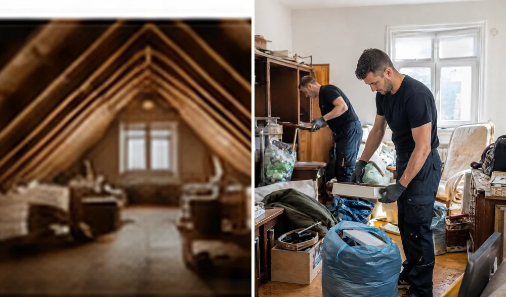 Dachboden mit gelagerten Gegenständen vor einer Entrümpelung
